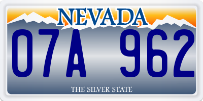 NV license plate 07A962