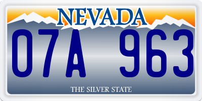 NV license plate 07A963