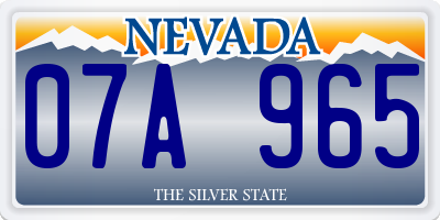 NV license plate 07A965