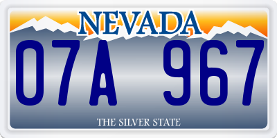 NV license plate 07A967