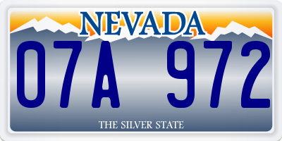 NV license plate 07A972