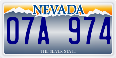 NV license plate 07A974