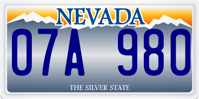 NV license plate 07A980