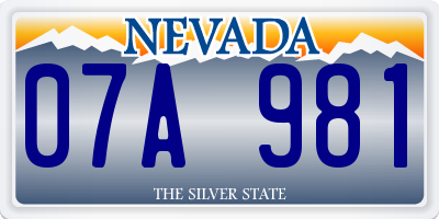 NV license plate 07A981