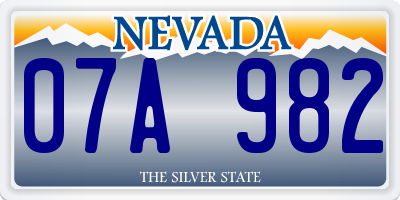 NV license plate 07A982