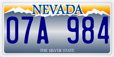 NV license plate 07A984