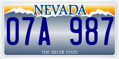 NV license plate 07A987