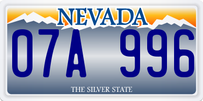 NV license plate 07A996