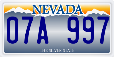 NV license plate 07A997