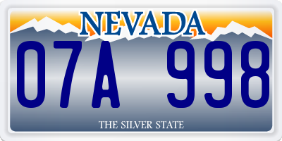 NV license plate 07A998