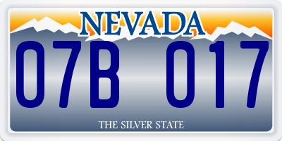 NV license plate 07B017