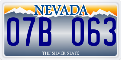 NV license plate 07B063