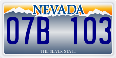 NV license plate 07B103