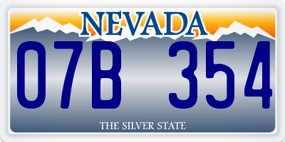NV license plate 07B354