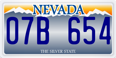 NV license plate 07B654