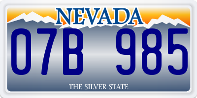 NV license plate 07B985