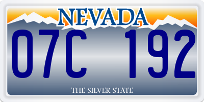 NV license plate 07C192