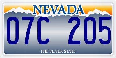NV license plate 07C205
