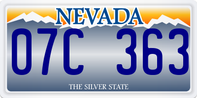 NV license plate 07C363