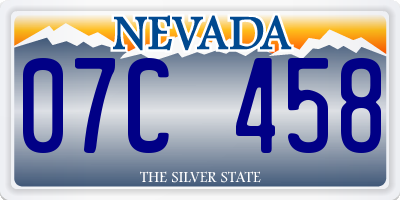 NV license plate 07C458