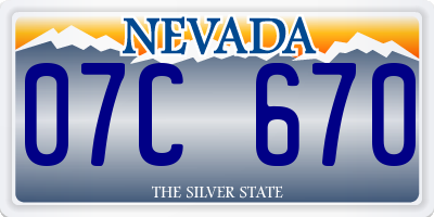 NV license plate 07C670