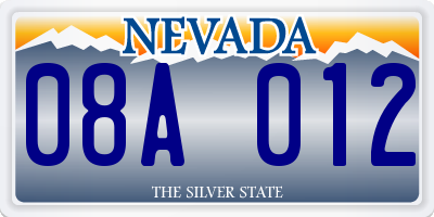 NV license plate 08A012