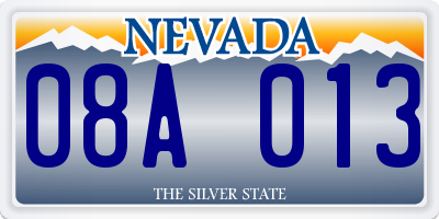 NV license plate 08A013