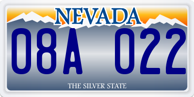 NV license plate 08A022