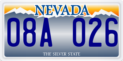 NV license plate 08A026