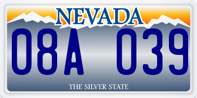 NV license plate 08A039