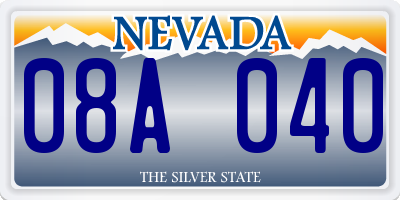 NV license plate 08A040