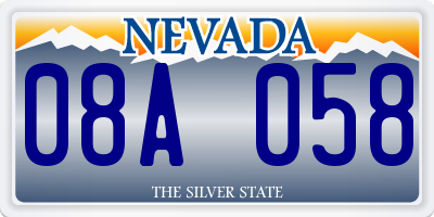 NV license plate 08A058