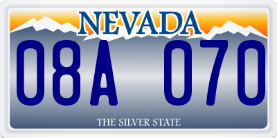 NV license plate 08A070