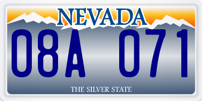 NV license plate 08A071