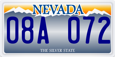 NV license plate 08A072