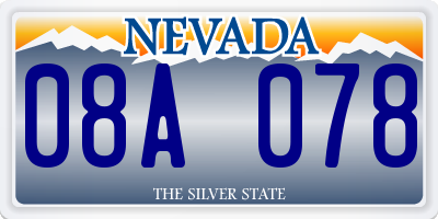 NV license plate 08A078