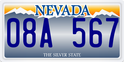 NV license plate 08A567