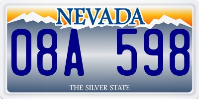 NV license plate 08A598