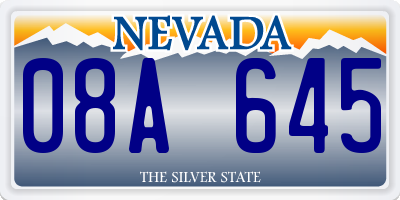 NV license plate 08A645