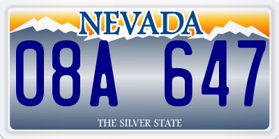 NV license plate 08A647