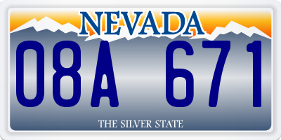 NV license plate 08A671