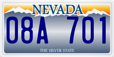 NV license plate 08A701