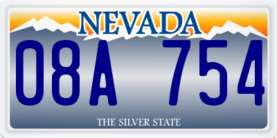 NV license plate 08A754