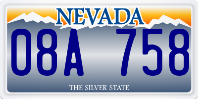 NV license plate 08A758