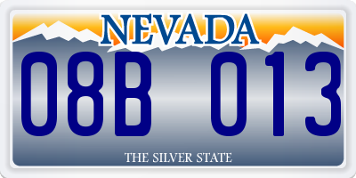 NV license plate 08B013