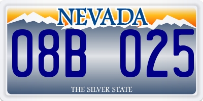 NV license plate 08B025