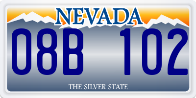 NV license plate 08B102