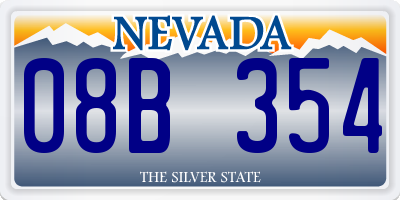 NV license plate 08B354