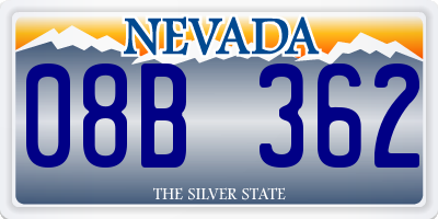 NV license plate 08B362