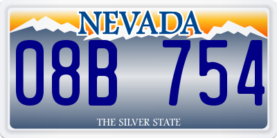 NV license plate 08B754